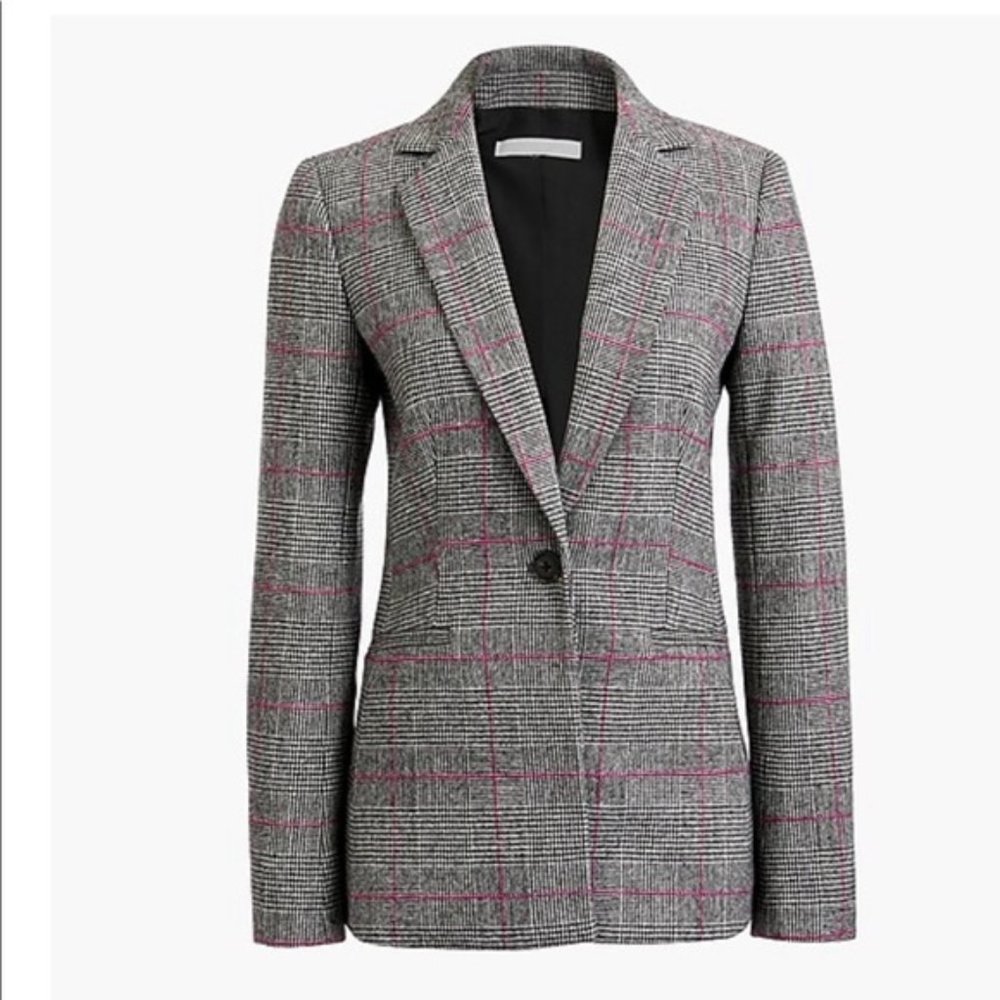 J.Crew Gray and Pink Plaid Wool Jacket (NWT)